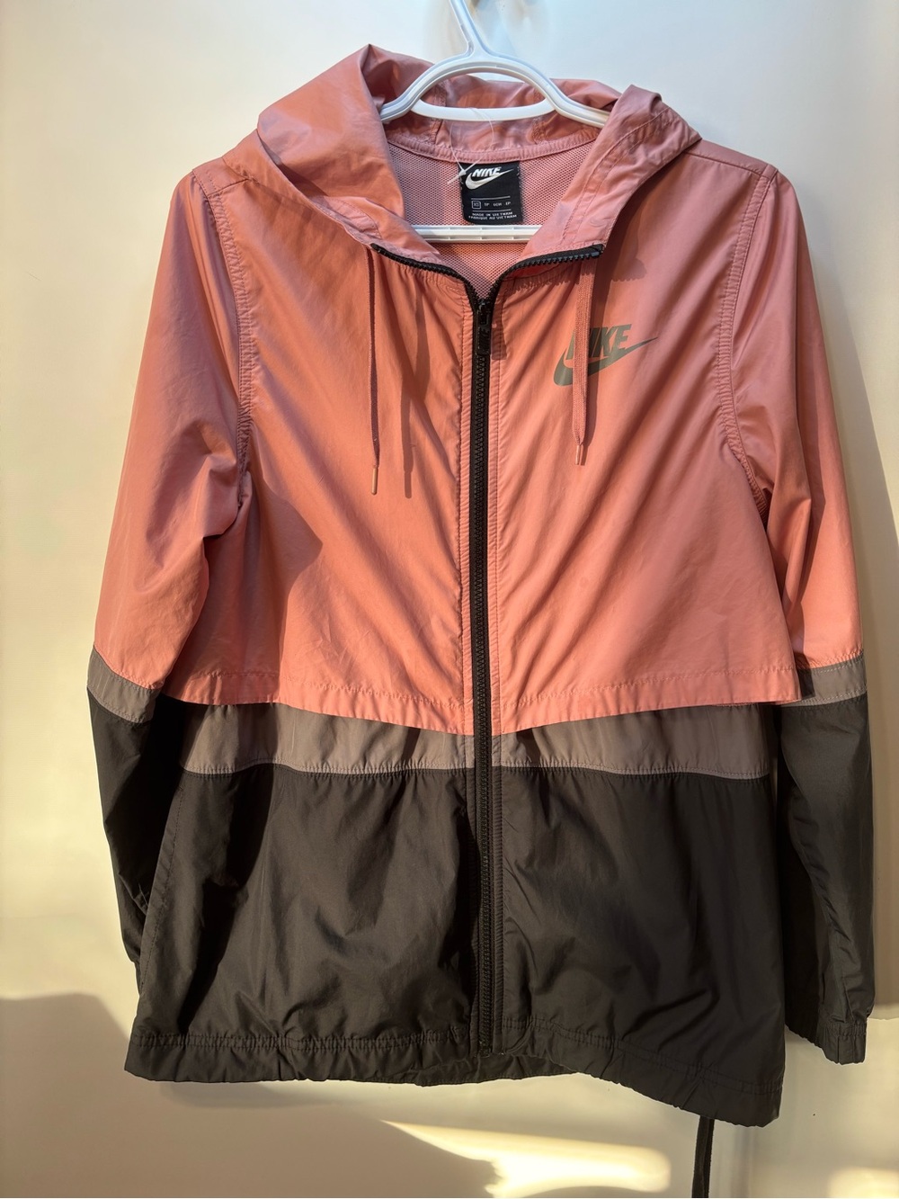 Nike Colorblock Hooded Utility Jacket in Rose Pink and Black